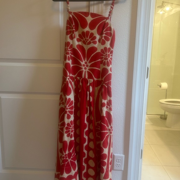 FARM Rio Red and Cream Floral Maxi Dress with Braided Straps - Picture 6 of 6